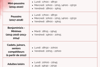 Horaires 2026-2027