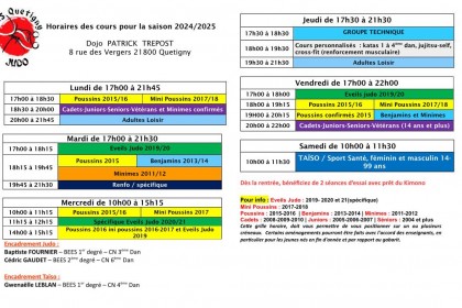 Horaires 2024-2025