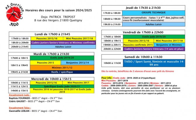 Image de l'actu 'Horaires 2024-2025'