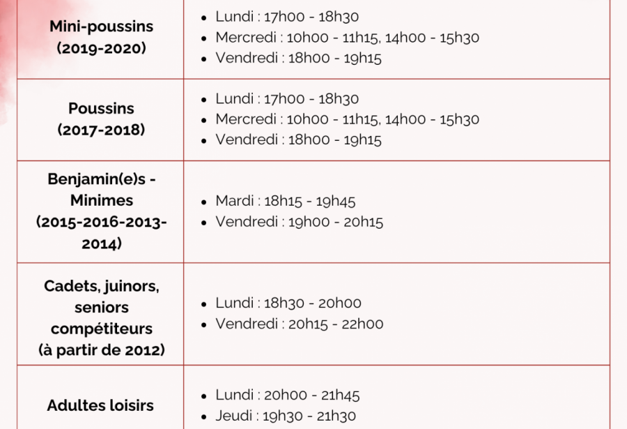 Horaires 2026-2027